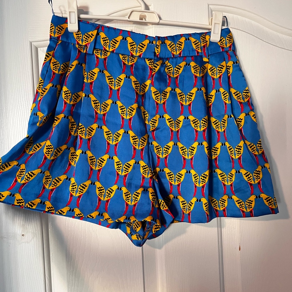 ZARA Vibrant Blue and Yellow Patterned Women's Shorts